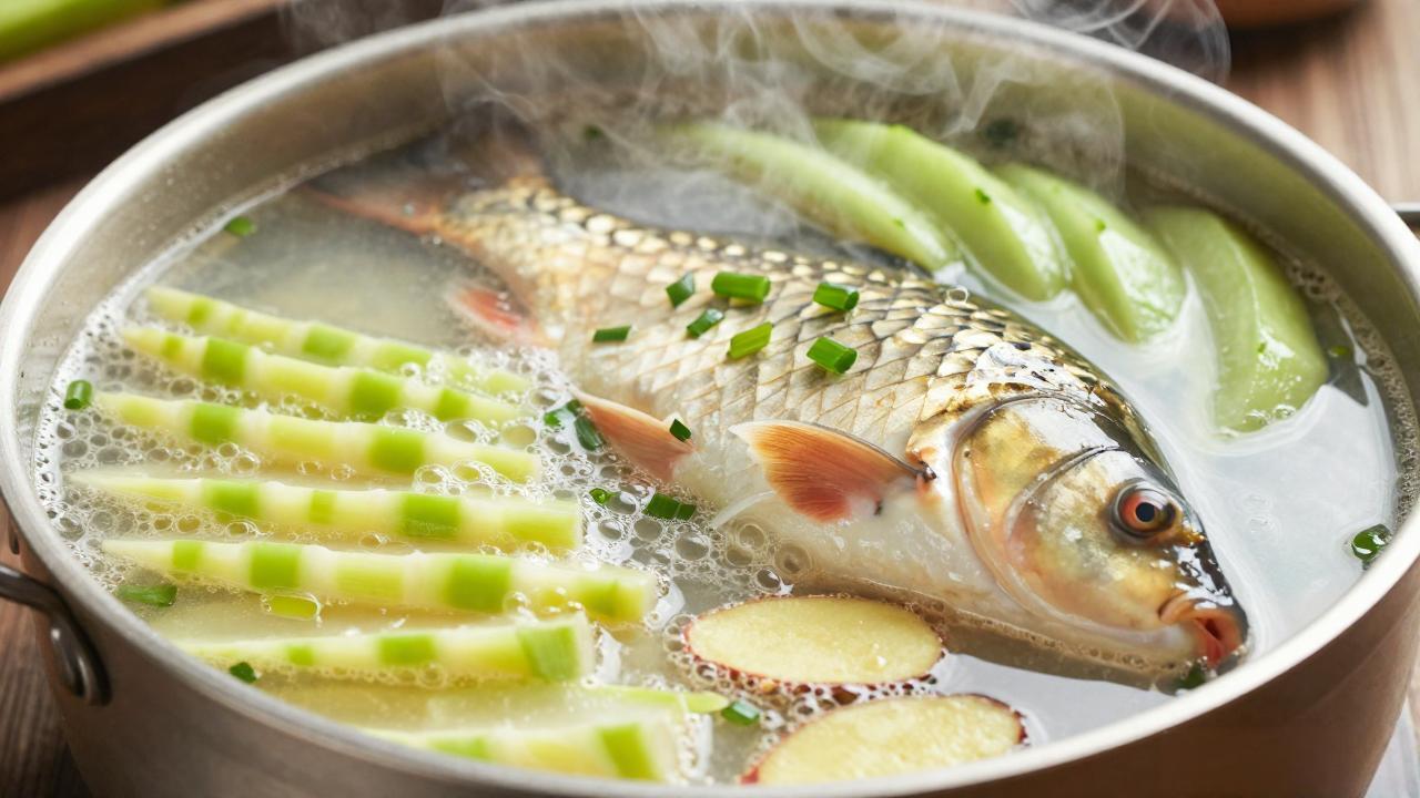 竹笋西瓜皮鲤鱼汤的做法,竹笋西瓜皮鲤鱼汤的营养价值与功效