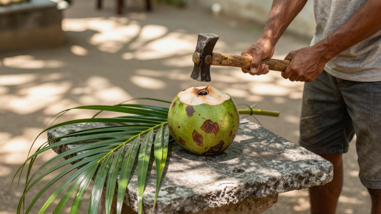 口感清甜椰子的食用技巧与打开方式