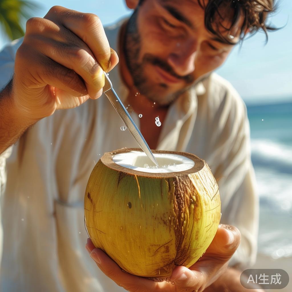 椰子怎么开孔才能喝到里面的汁?