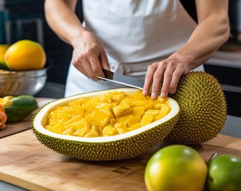 热带水果菠萝蜜的切开技巧及食用方法，享受菠萝蜜的美味